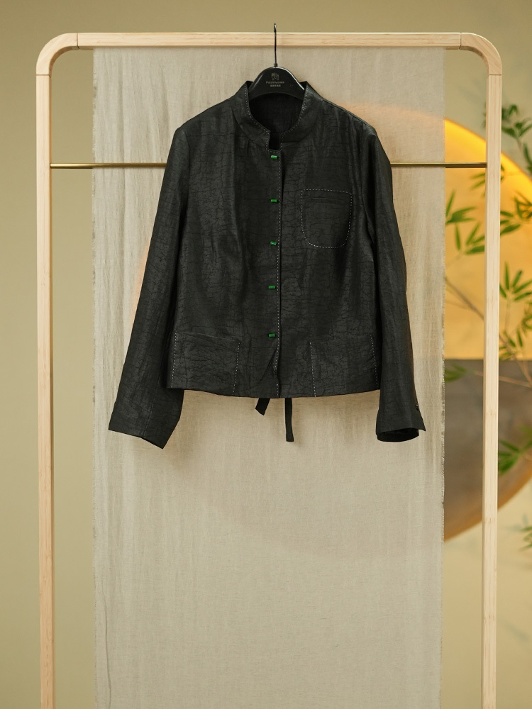 【春游特价款】锦传统手工整染香云纱外套8601·黑色