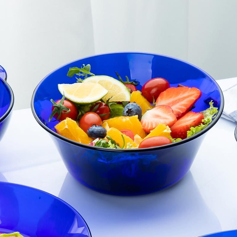 DURALEX多莱斯 法国原装进口钢化玻璃餐具家用双人碗盘八件套·宝蓝色