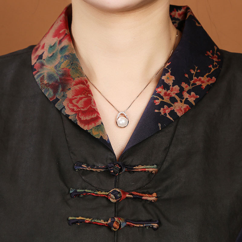 唐装领香云纱真丝上衣8073木棉花