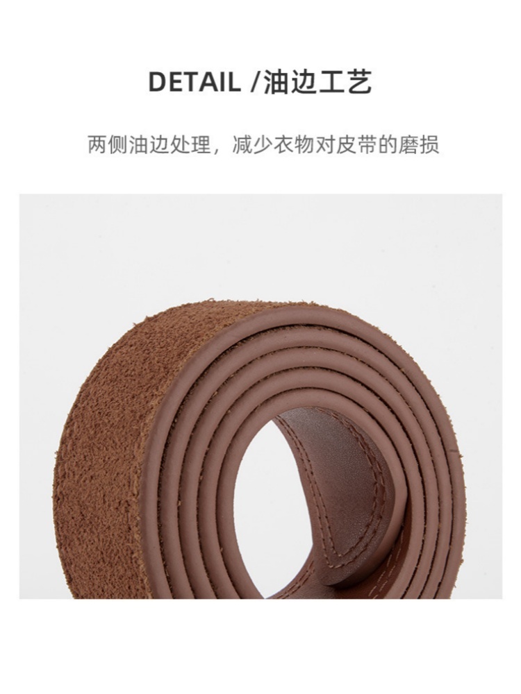 杜鹃鸟牛皮复古雕花腰带37745·深灰色