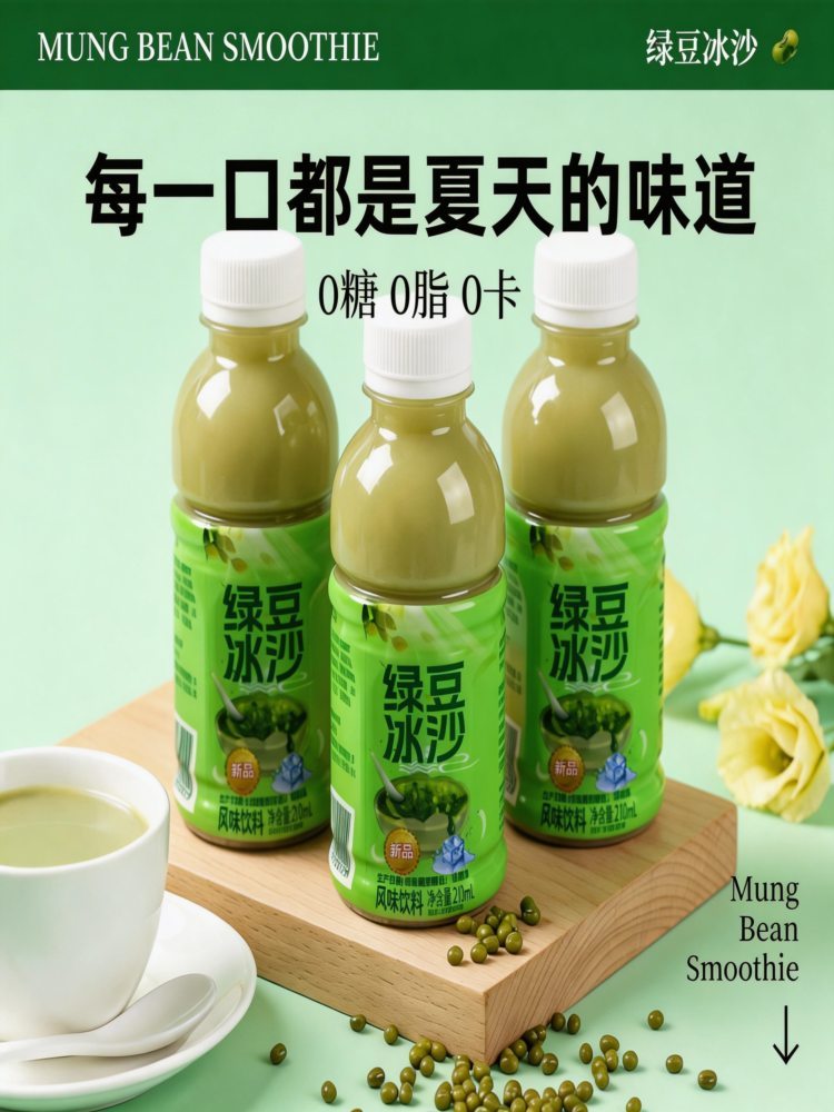 绿豆冰沙风味饮料 210ml*20瓶 夏季畅饮清爽解腻风味饮料