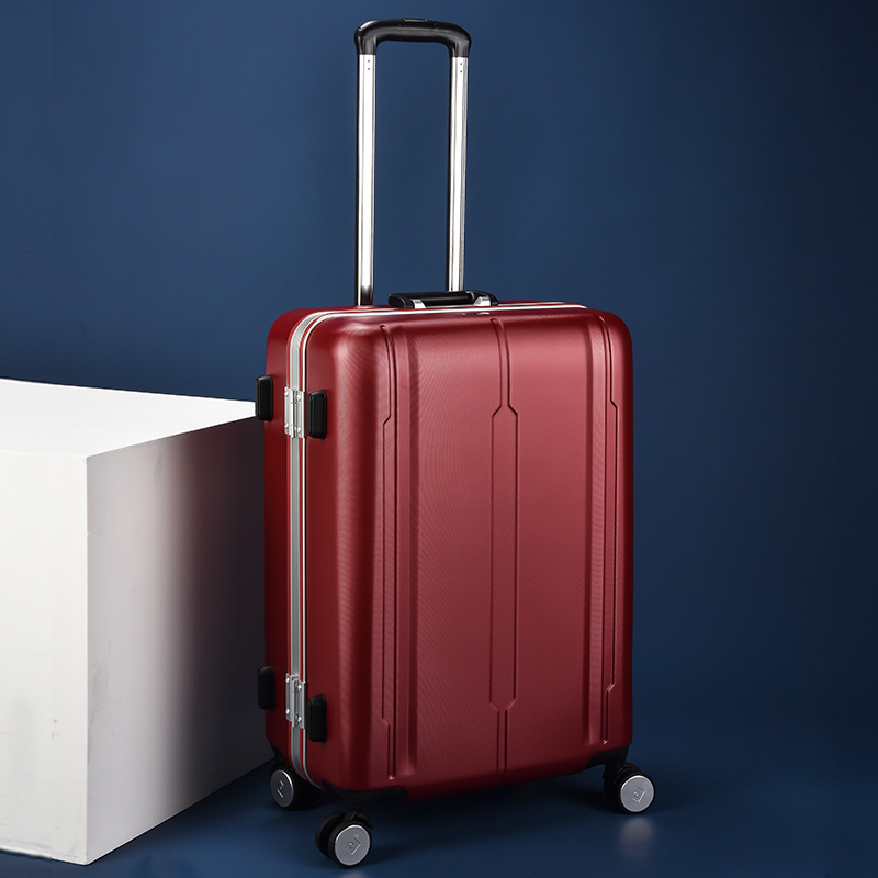 皮尔卡丹24寸铝框行李箱拉杆箱静音万向轮登机男女潮大容量旅行箱·红色