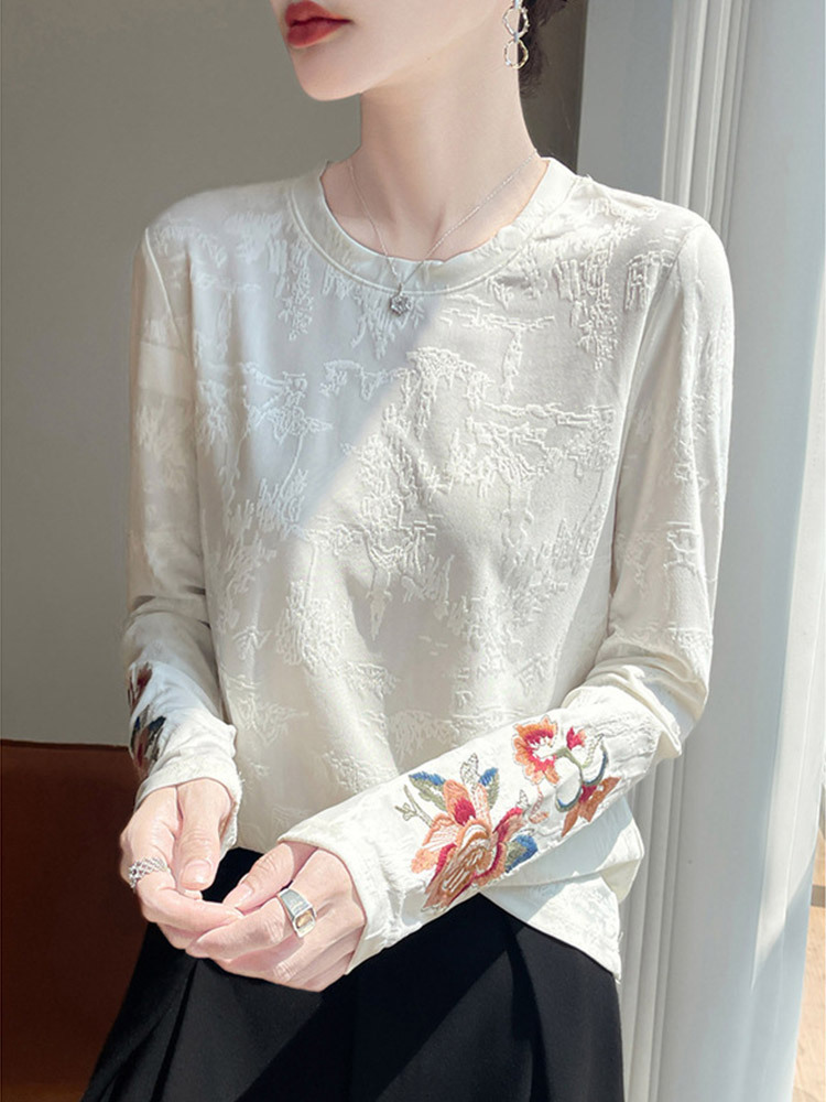 古韵国风重工绣花透气高雅上衣·款式1-经典黑