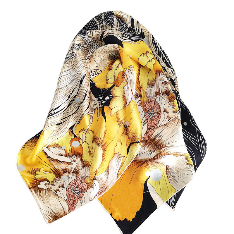 伊俪佳人锦鲤牡丹丝巾