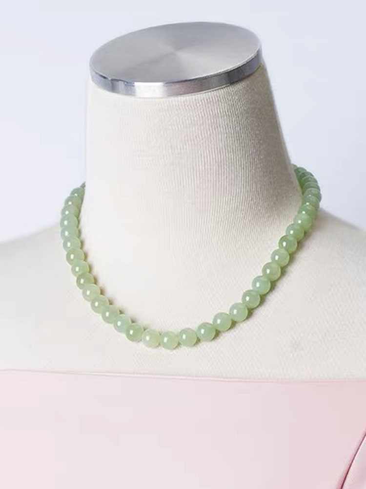 老冯记天然和田玉晴水项链珠径10mm