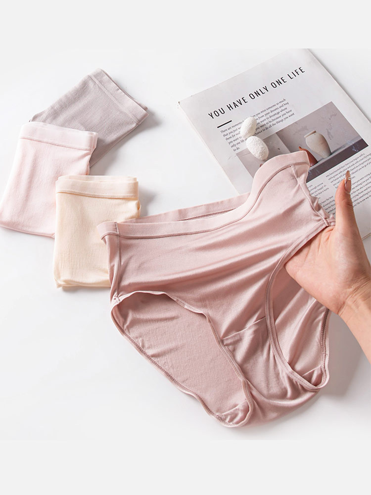 4条装100桑蚕丝纯真丝中高腰轻薄健康内裤313#·4色混装