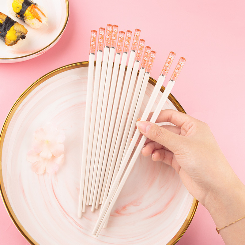 耐高温网红琥珀合金筷子 日式防滑筷子10双·樱花粉