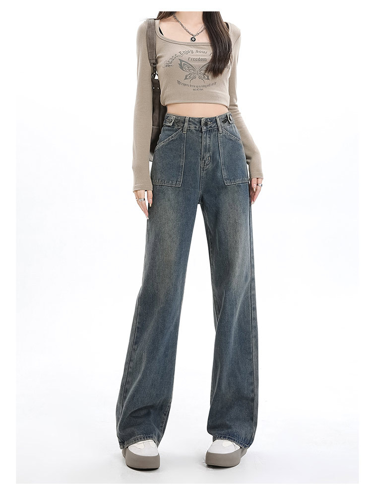 罗蒙女士牛仔裤加绒保暖九分裤长裤阔腿99XCDYG8640R·水泥灰