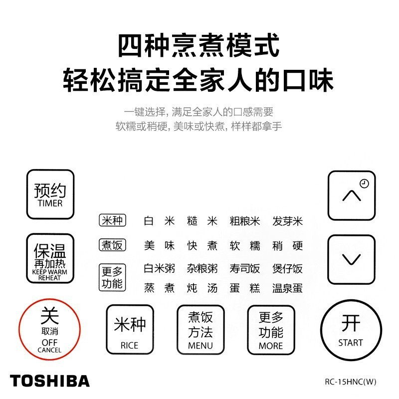 东芝TOSHIBA IH智能电饭煲日本进口备长炭涂层4L RC-15HNC黑色