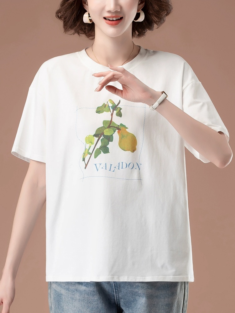 【95棉】凯诗帕宽松喷画短袖T恤6438·白色