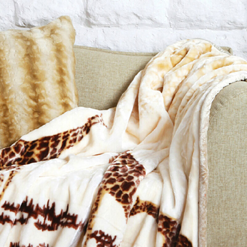 梦洁(MENDALE)家纺毯子布鲁士风情盖毯：长颈鹿·花色