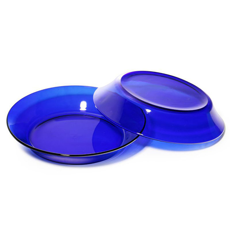 多莱斯（DURALEX）家用欧式玻璃盘深盘菜盘饺子盘2只装·宝蓝色