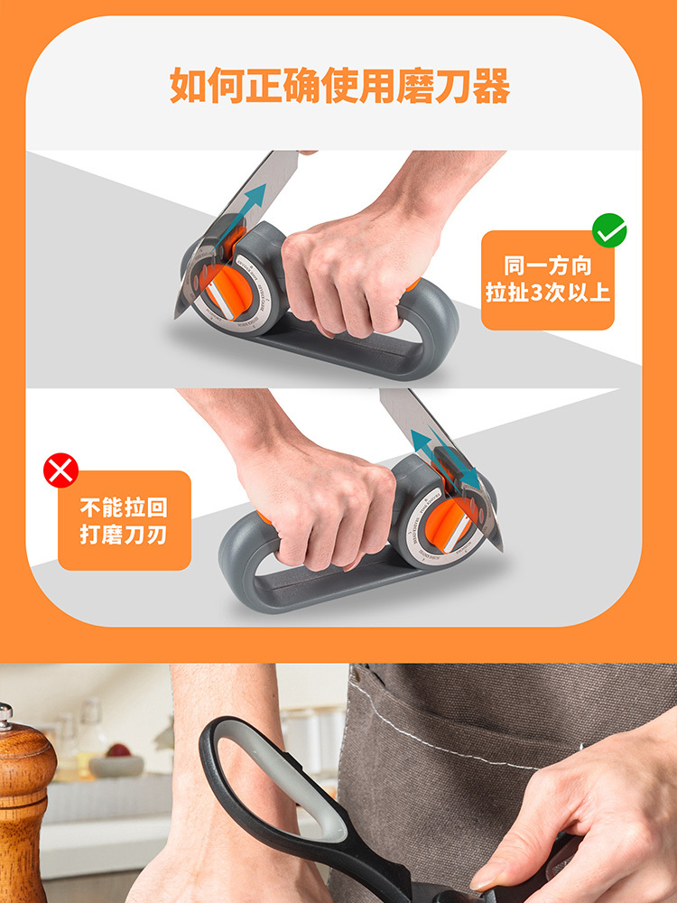 钨钢磨刀器厨房快速磨刀神器·灰绿色