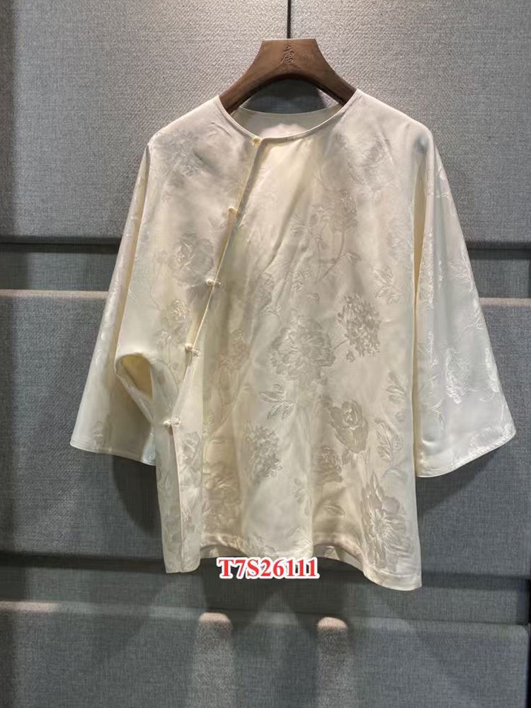 锦纯桑蚕丝罗中式上衣JTZF20260375·白色