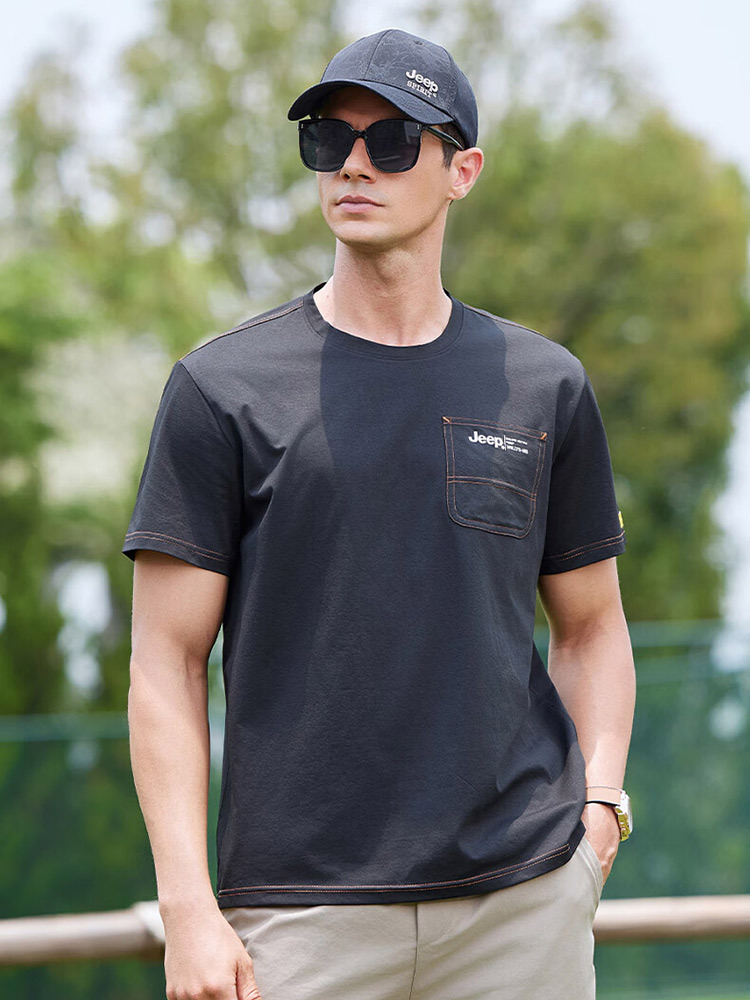 Jeep（吉普）新品凉爽男装短袖t恤P85DMKTJ36·深灰色