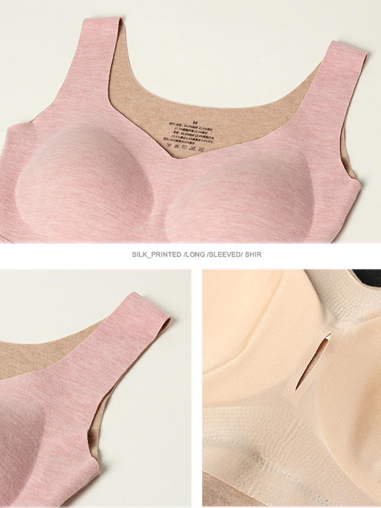 桑蚕丝羊毛磨绒无痕带胸垫保暖背心24082#·肤色