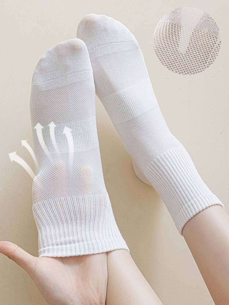 5双装春夏苎麻透气网眼防臭中筒袜男女袜8878#·女袜