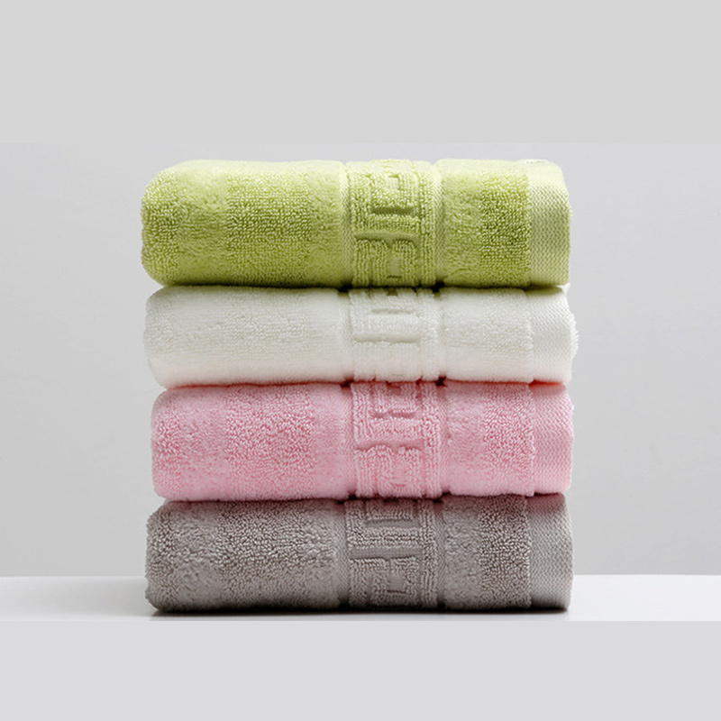 三利毛巾纯棉洗脸面巾4条装·回纹割绒面巾JS806粉白绿灰各1条
