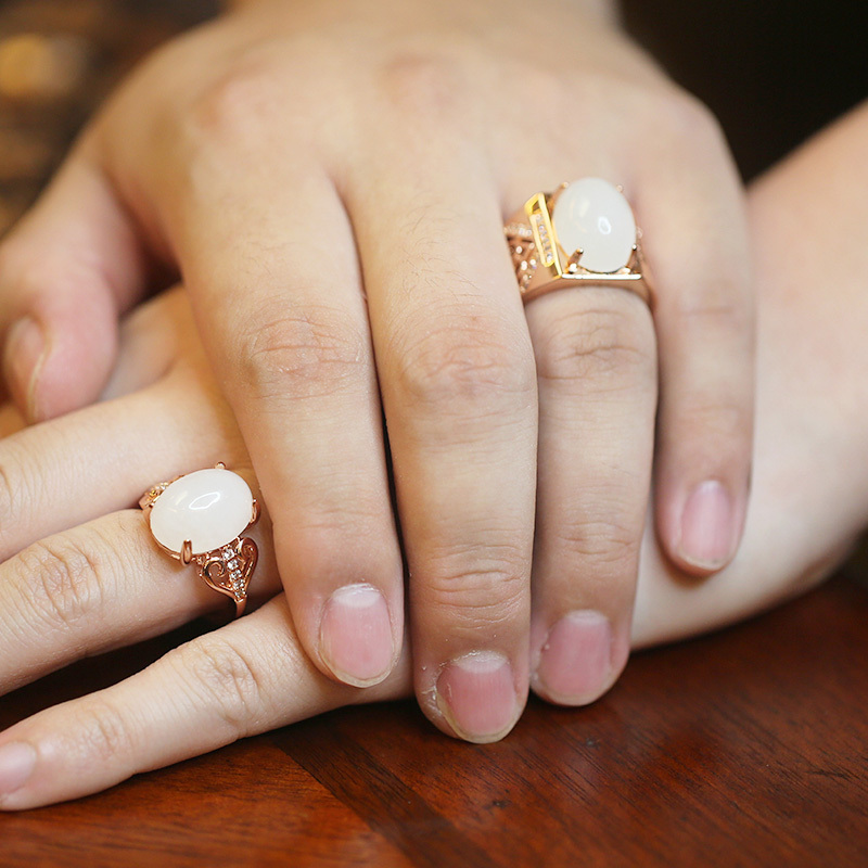 龙凤棠羊脂玉对戒