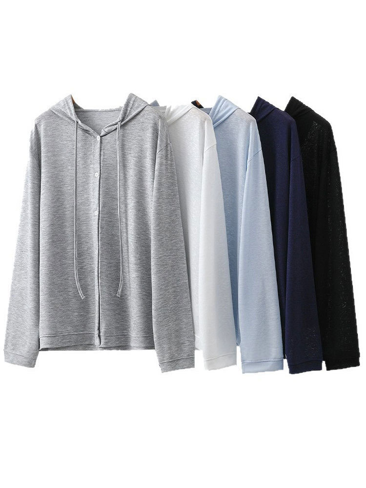 凉感莱赛尔天丝雪花宽松连帽开衫8052#·银河灰