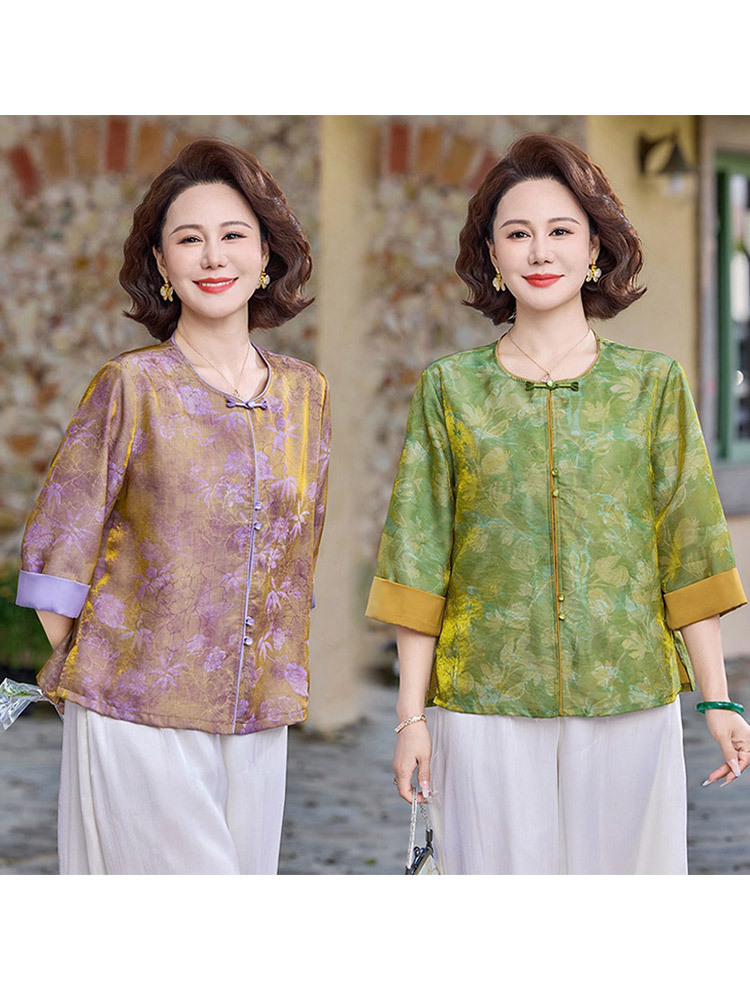 新款国风盘扣提花高级感气质显瘦外套·绿色