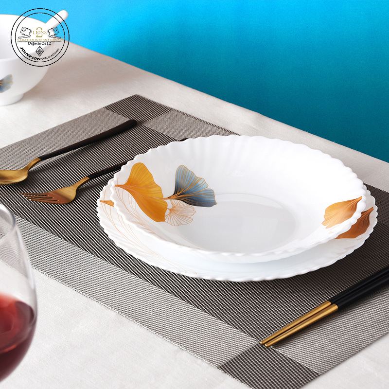 赛巴迪法兰西银杏玻璃餐具16件套·白色