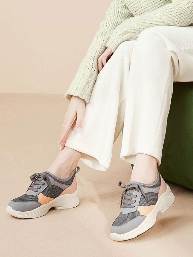 Pansy日本女鞋新款厚底轻便拼色运动鞋HD4109·灰色