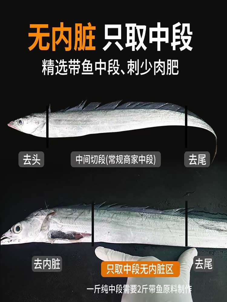 【精品】无冰带鱼段纯中段500g*4