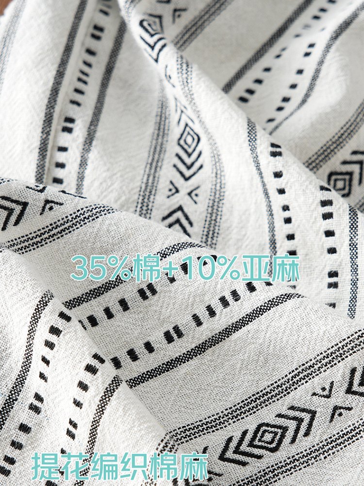 【大牌代工厂出品】和顺圣老钱风棉麻提花阔腿裤26030·条纹