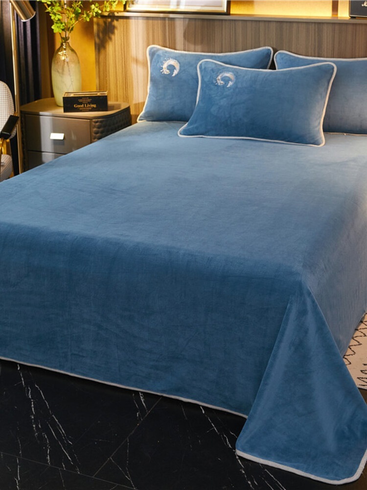 多宝雅新款230克牛奶绒纯色单床单盖毯多功能毛毯245cmx250cm·宝石蓝