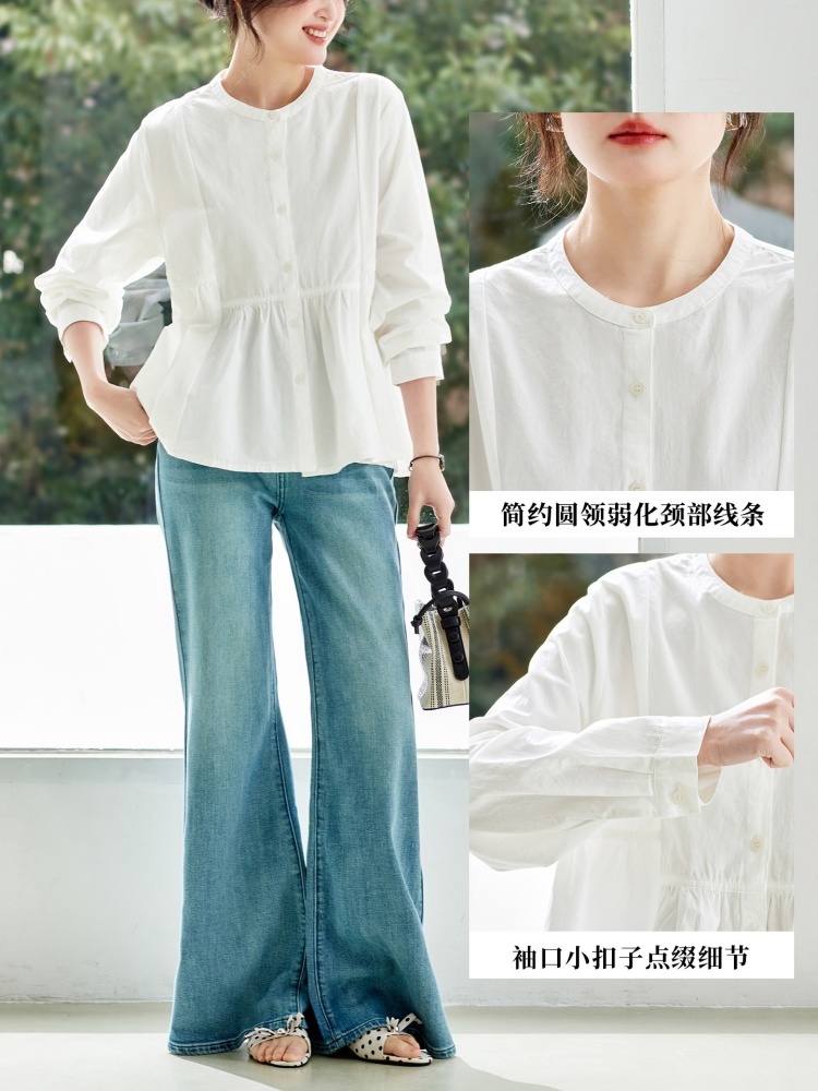 100棉可风各圆领甜美气质衬衫512057·白色
