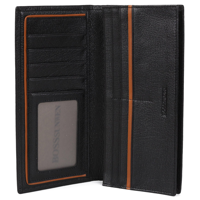 博斯绅威bosssunwen男士长款牛皮钱包商务时尚钱包黑色