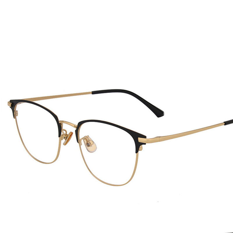 骊佳LJGOOD防蓝光护目镜时尚钛合金镜架男士商务眼镜框4004·黑金