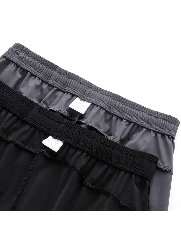 【2件装/薄款透气高弹】男女同款冰丝裤/空调裤·黑色+灰色（平口）