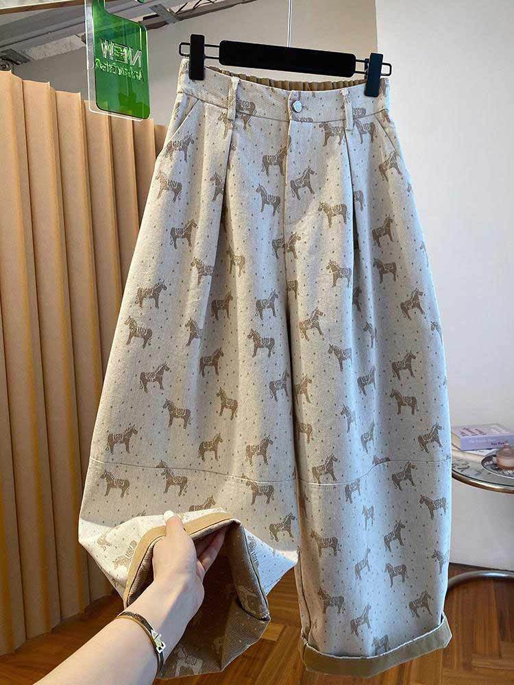 婵阅专柜高货高级感欧货小马牛仔裤·22883-杏色