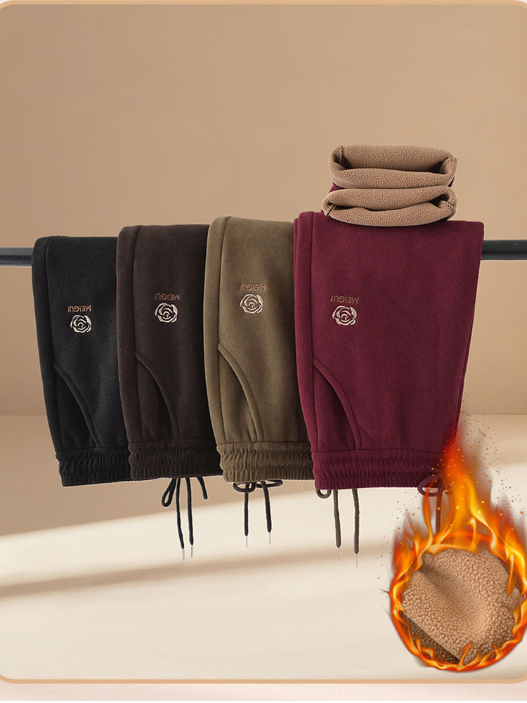 【爆款清仓】莫尔绒加厚保暖大码高腰显瘦哈伦休闲裤·深咖色