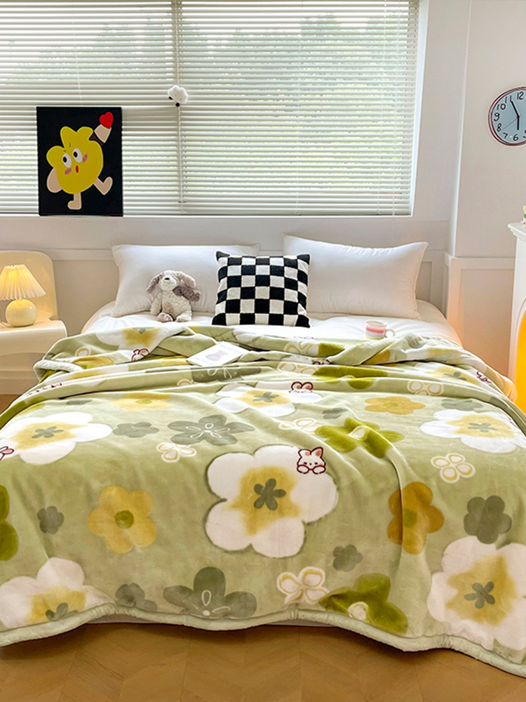 多宝雅拉舍尔双层加厚毛200*230cm 6.8斤·清新朵朵