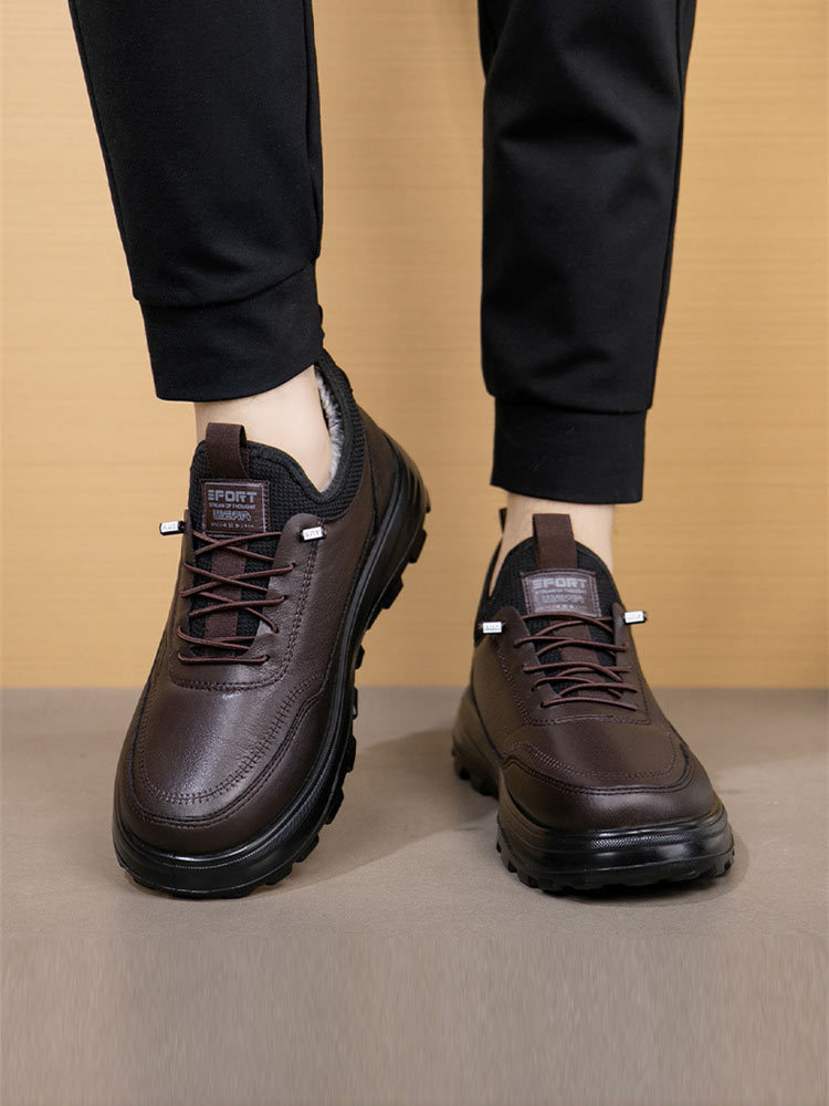 轻柔皮面加绒内里保暖男鞋102#·棕色