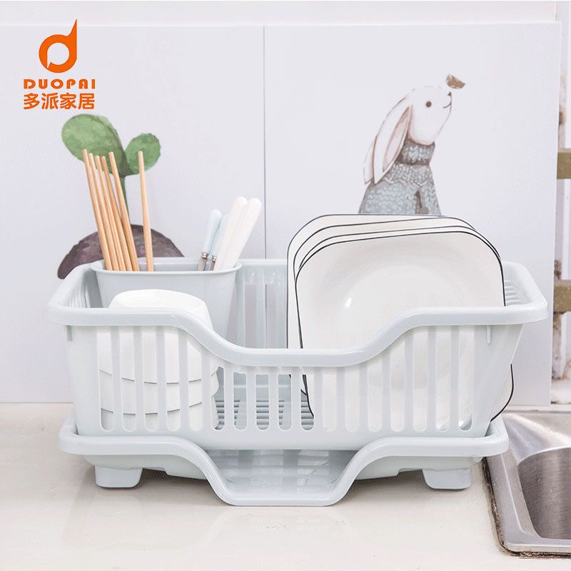 多派厨房大号塑料碗柜碗碟沥水架碗筷收纳盒颜色可选·白色