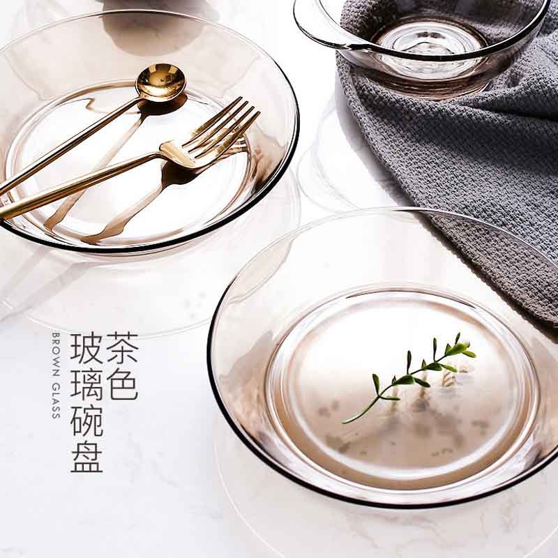 【微瑕】康宁 茶色耐热玻璃餐具8件套（4碗+4盘）-CWA8A/RJ·茶色