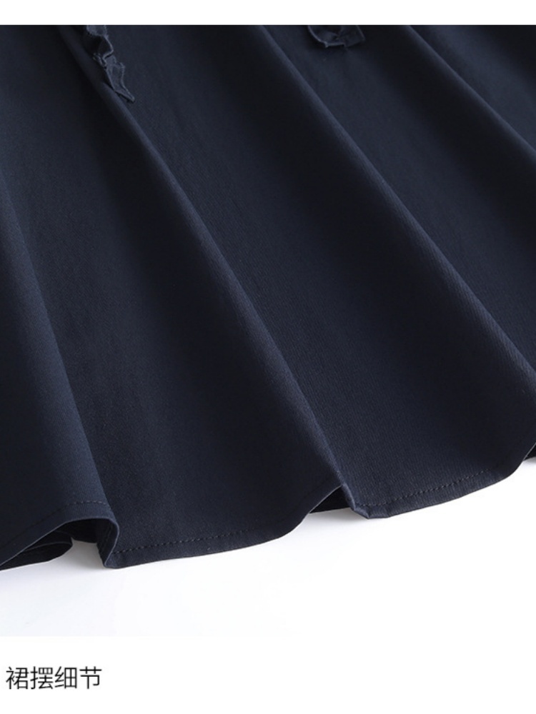 梦卓旋松紧腰木耳花边大摆半身裙ZL2610·蓝色