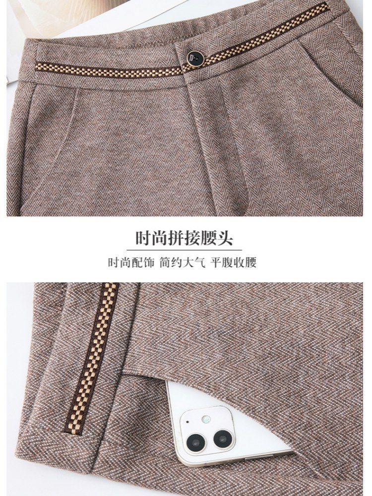 【大牌代工厂出品】和顺圣厚款刺绣腰羊毛呢阔腿裤2957·燕麦色