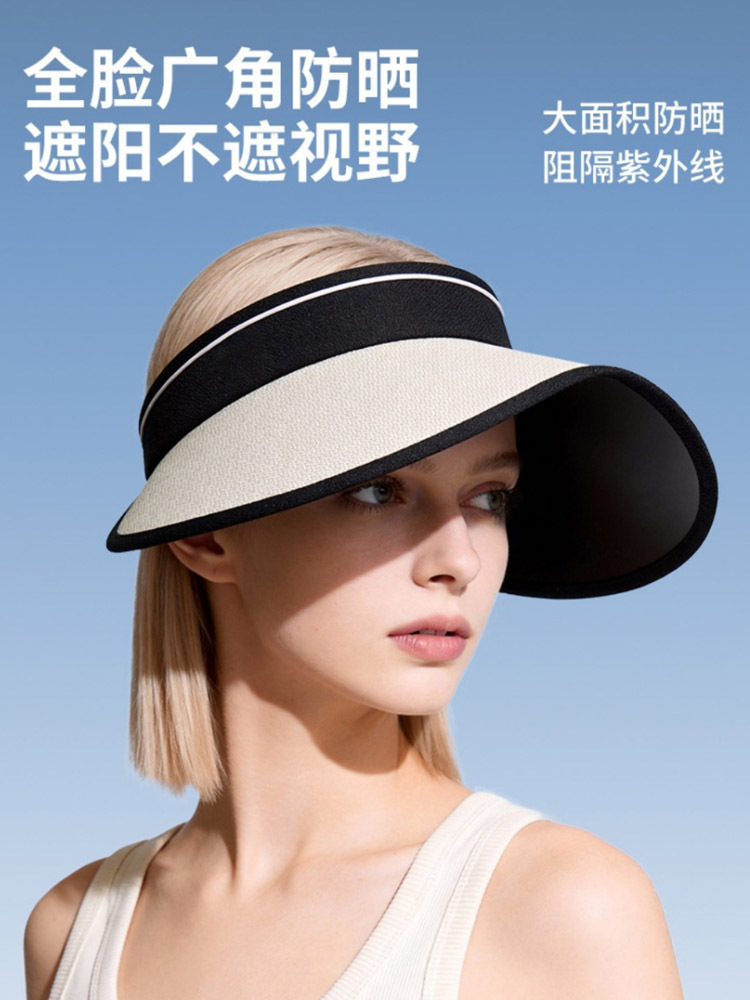 丁摩 黑胶遮阳防晒帽女款户外防紫外线大帽檐可折叠斜挎XMZ315·斜跨款-万物白