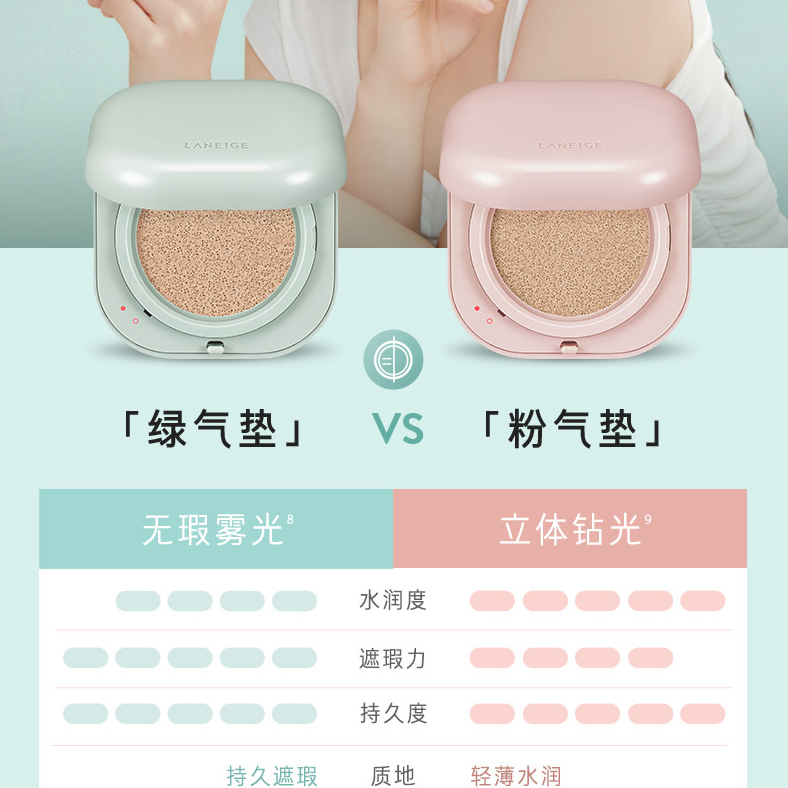兰芝新颜气垫霜13号15g2含替换装无瑕绿气垫油皮
