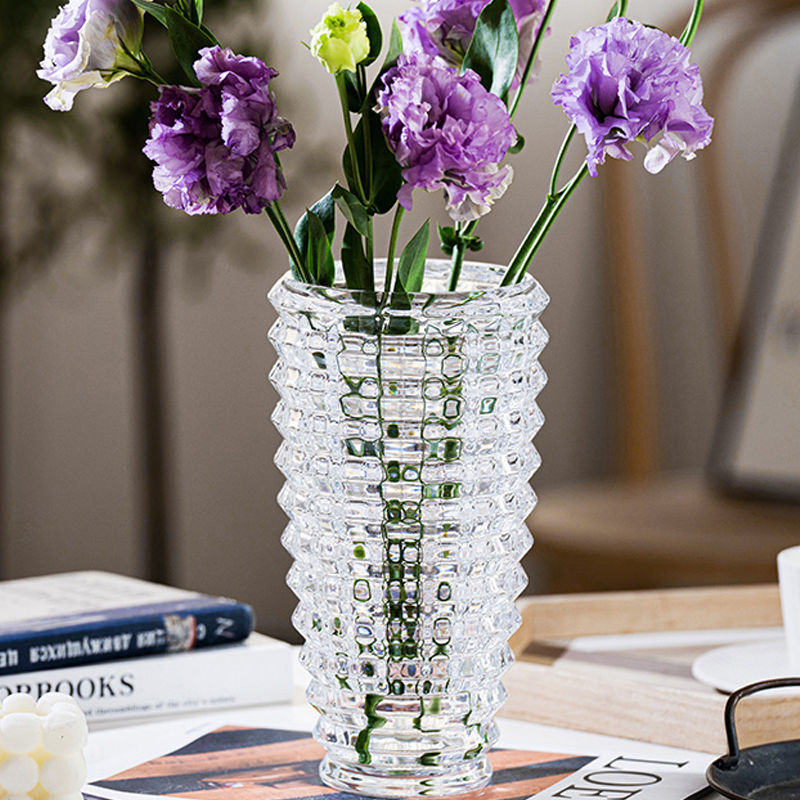 景玻苑欧式创意圆口水晶花瓶玻璃透明水养鲜花玫瑰百合客厅餐桌装饰摆件·1