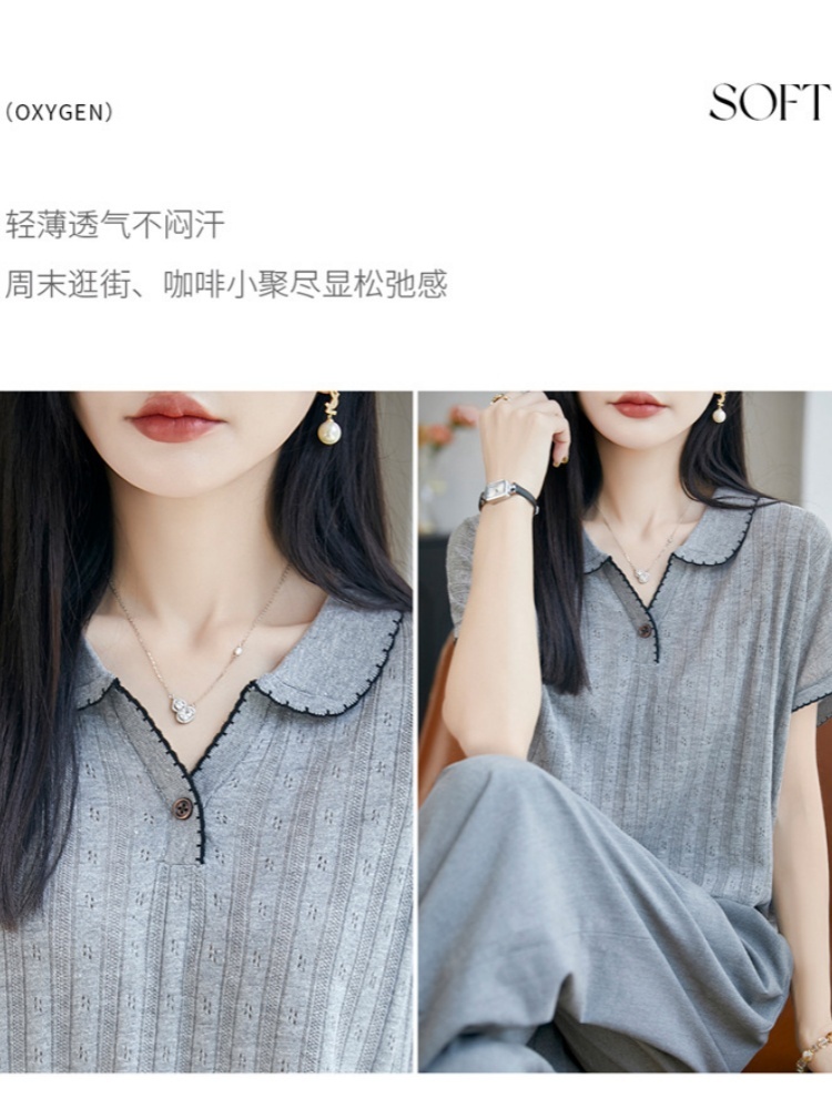 【天丝亚麻】特舒polo领撞色边针织衫TS569·原绒米