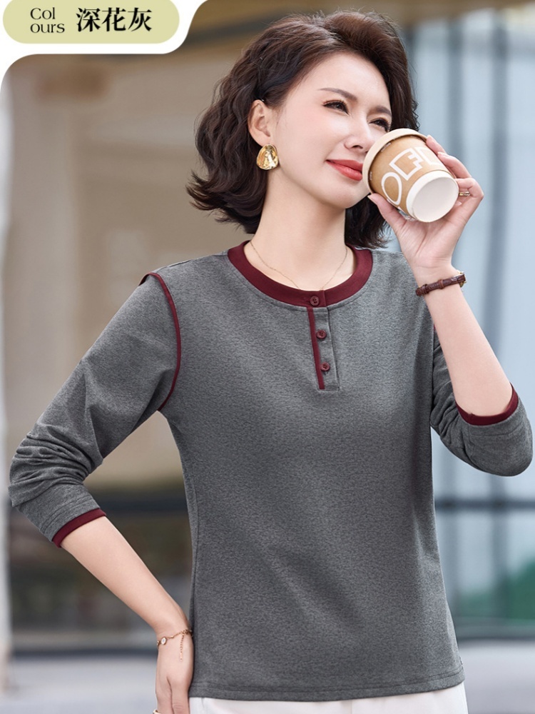 【92精梳棉】轩凌子撞色设计圆领T恤S82610019·奶杏色