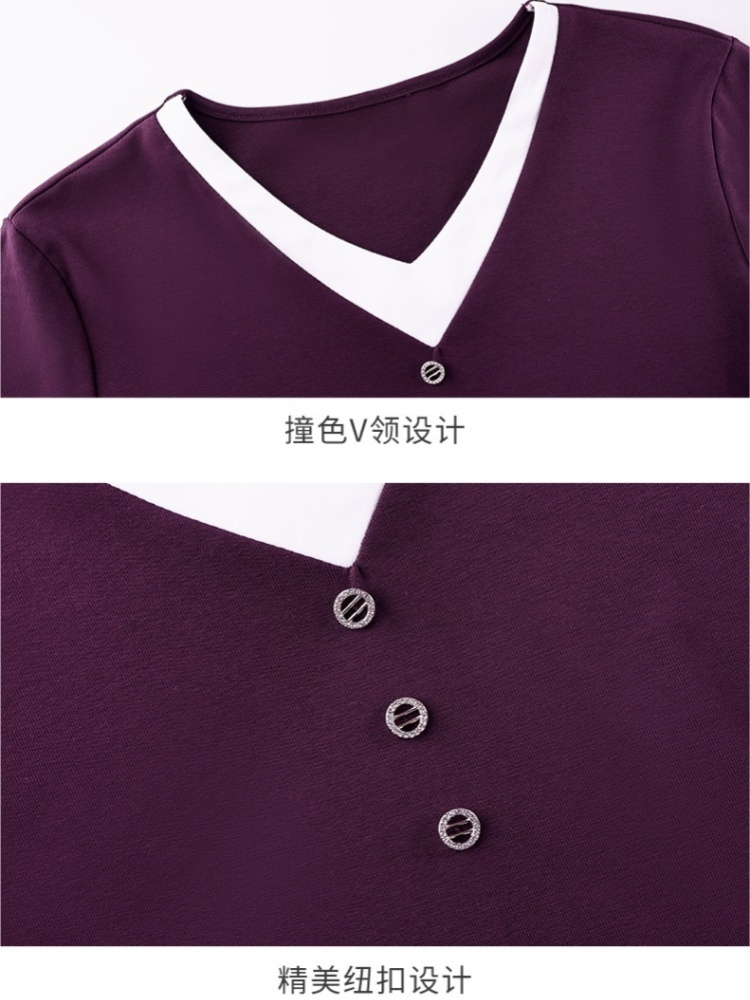 【高弹92棉】轩凌子高支拼接假两件T恤S82530019·深花灰