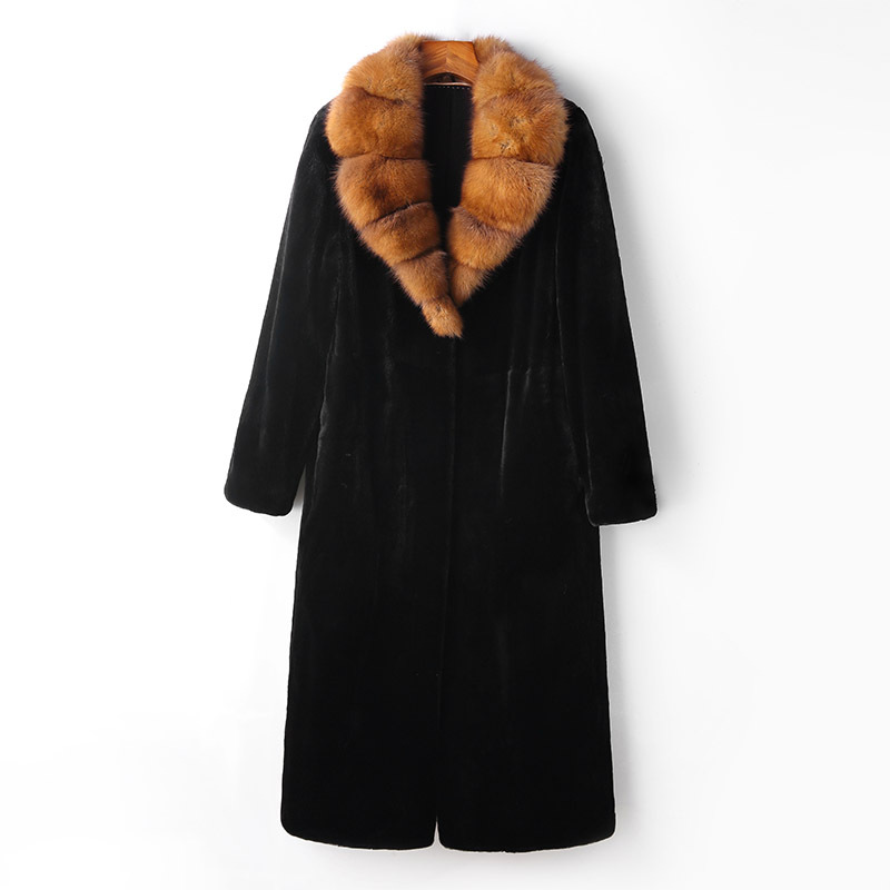 格兰雅芝 长款貂绒大衣·黑色