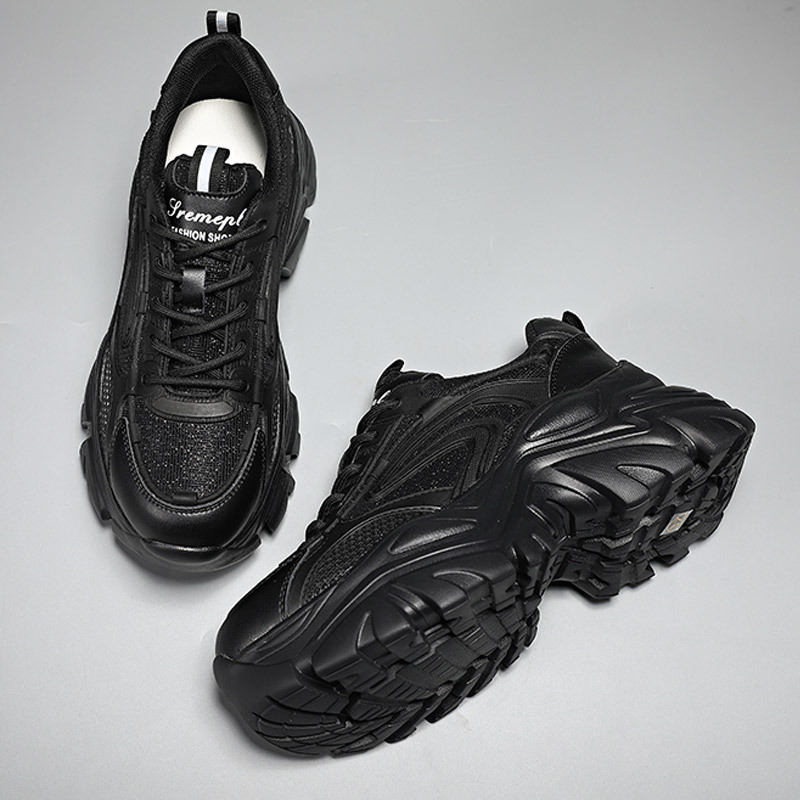 逐旅 时尚女士老爹鞋舒适透气厚底女士休闲鞋LP-G031·黑色